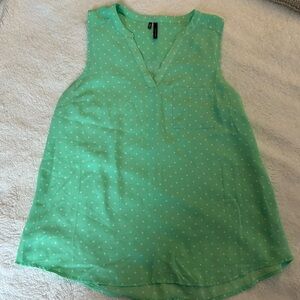 Women’s Maurices Size Large Teal Polka Dot Sleeveless Blouse